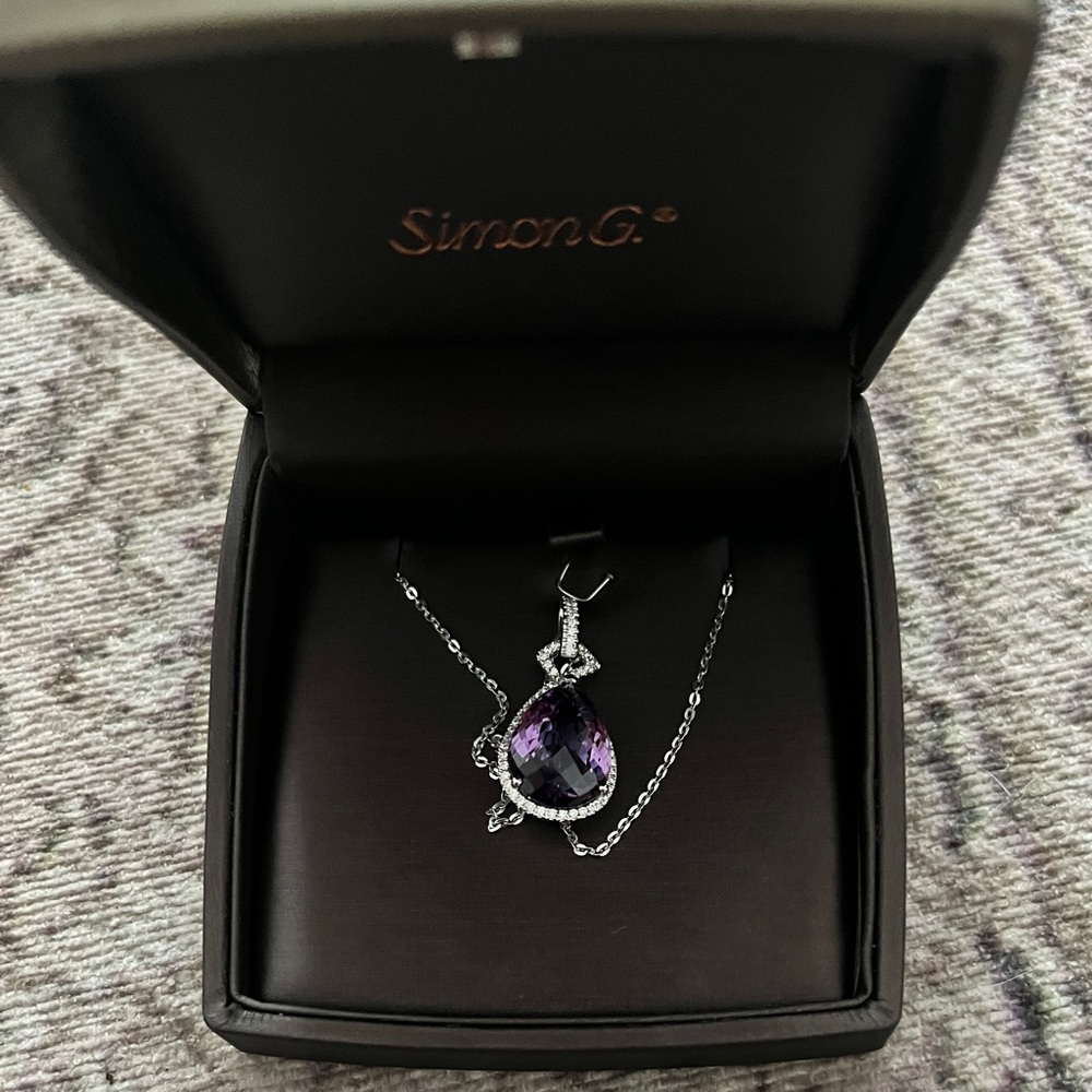 Simon G Amethyst and Diamond Necklace